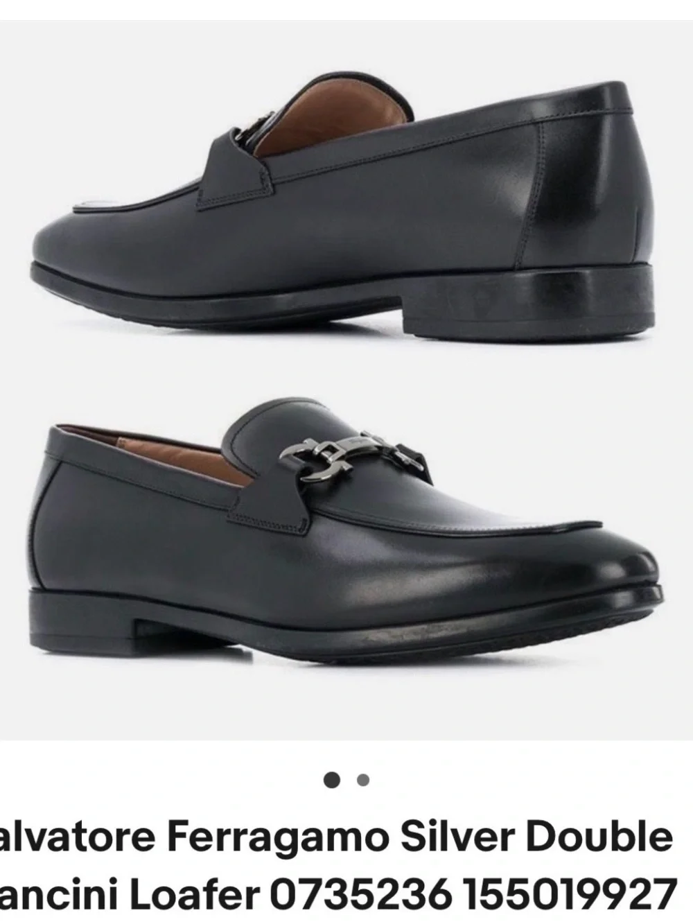 Salvatore Ferragamo Black Leather Gancini Bit Loafers